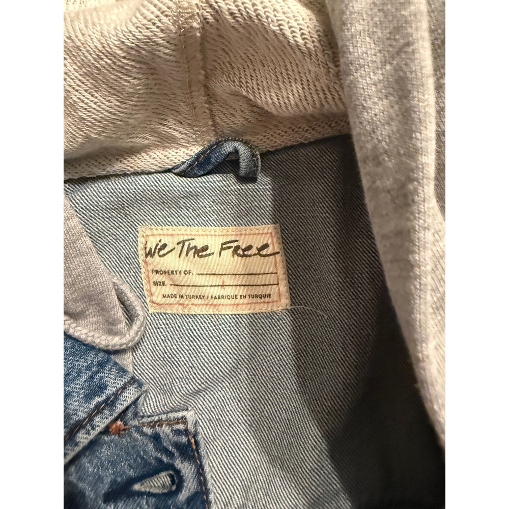 Free People We The Free Hooded Denim‎ Jacket Large Oversized Pristine Condition - Picture 2 of 4